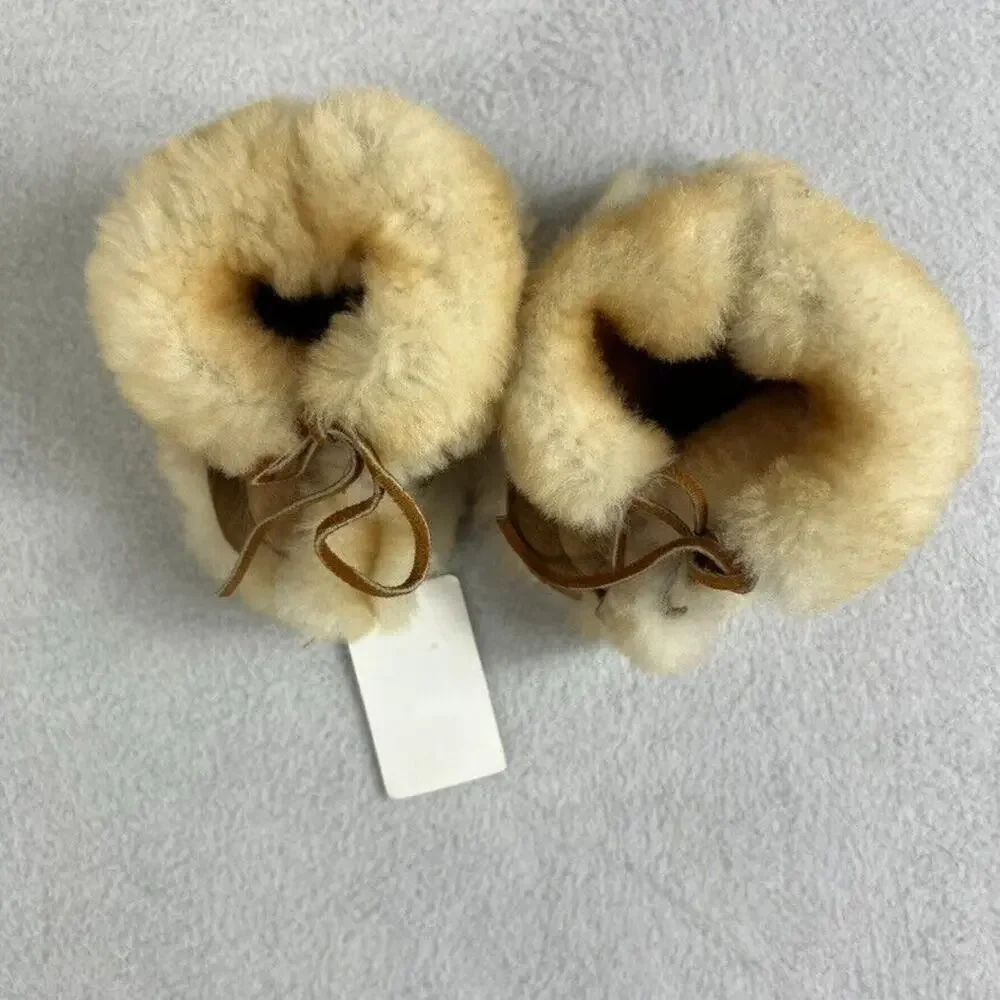 Fur Brown Baby Slippers Unisex Girls & Boys - Size: 3-6 Months
